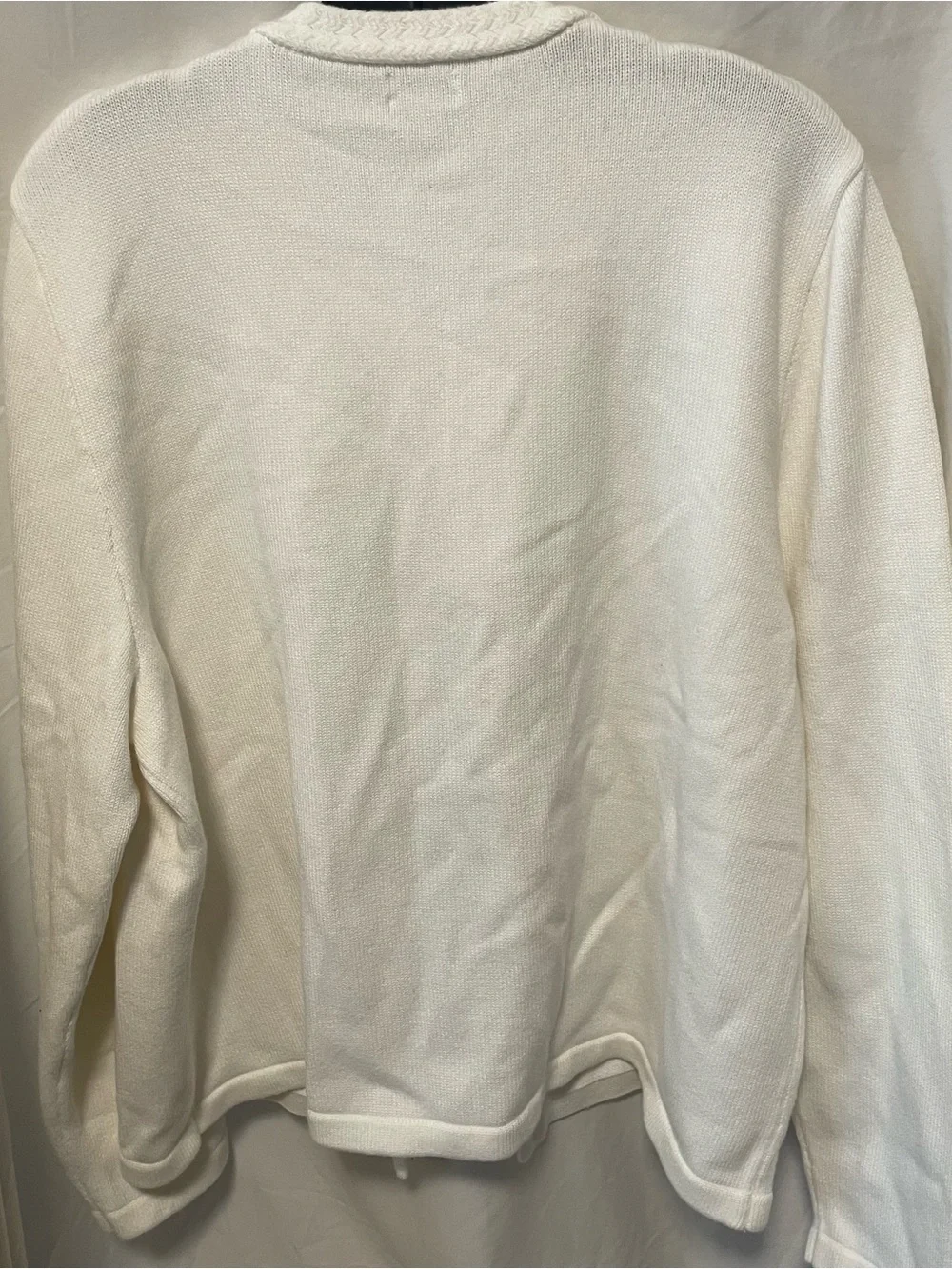 J. Crew White Crewneck Cardigan with Gold Buttons